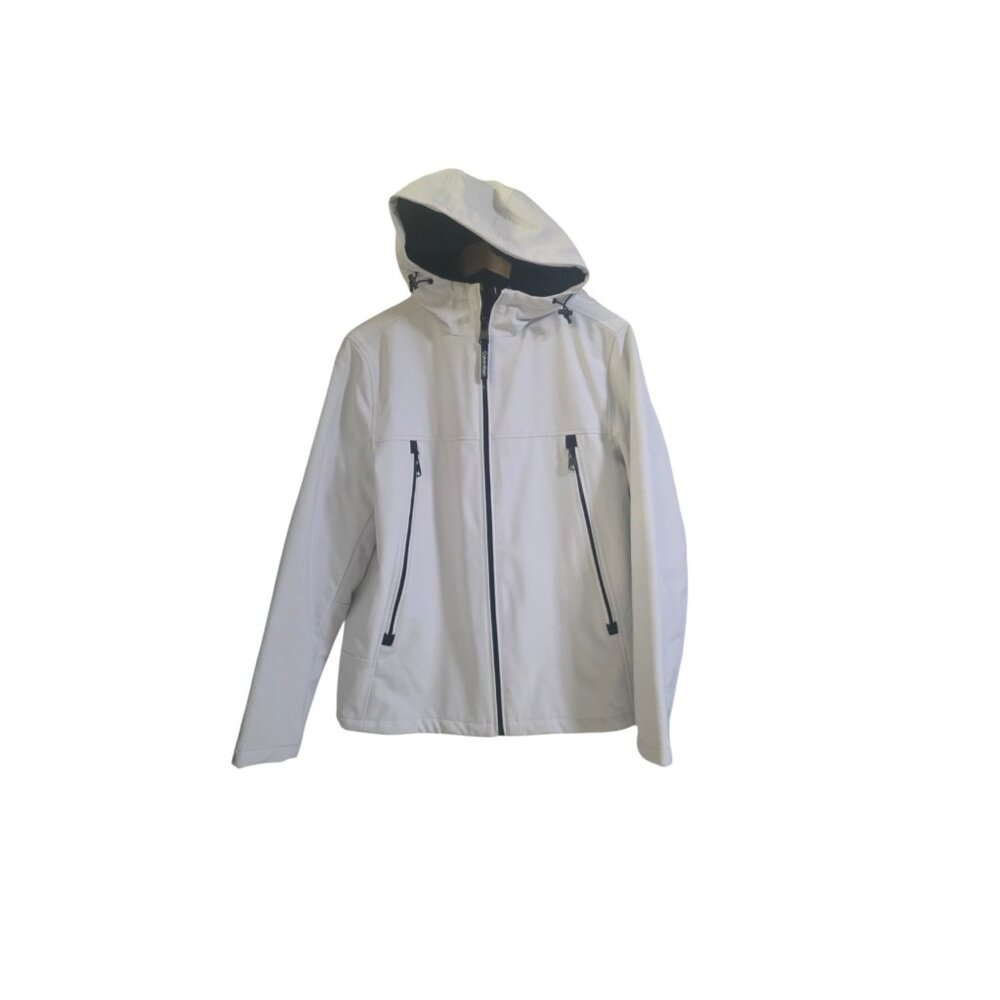 Calvin Klein Men Jacket Men size M White Hooded Full Zip INFINITE STRETCH